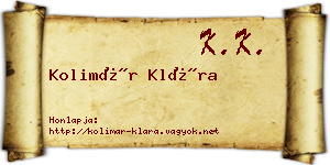 Kolimár Klára névjegykártya